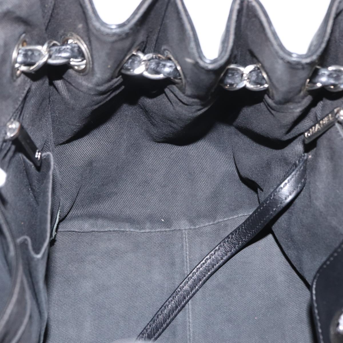 CHANEL Matelasse Chain Shoulder Bag Canvas Black Silver CC Auth 156626V