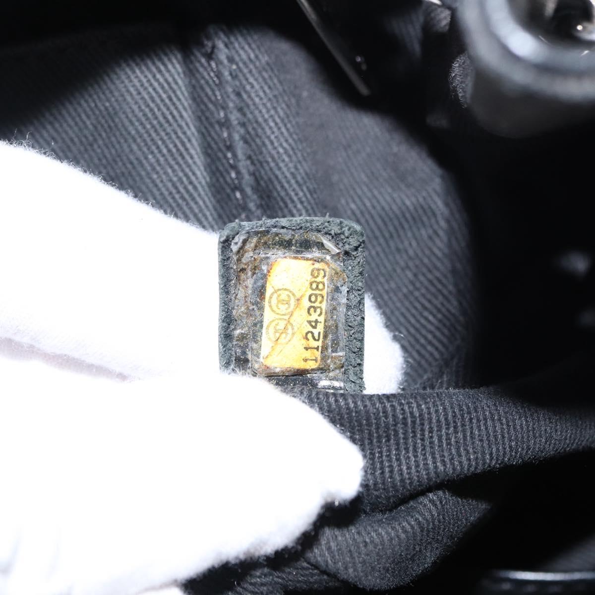 CHANEL Matelasse Chain Shoulder Bag Canvas Black Silver CC Auth 156626V