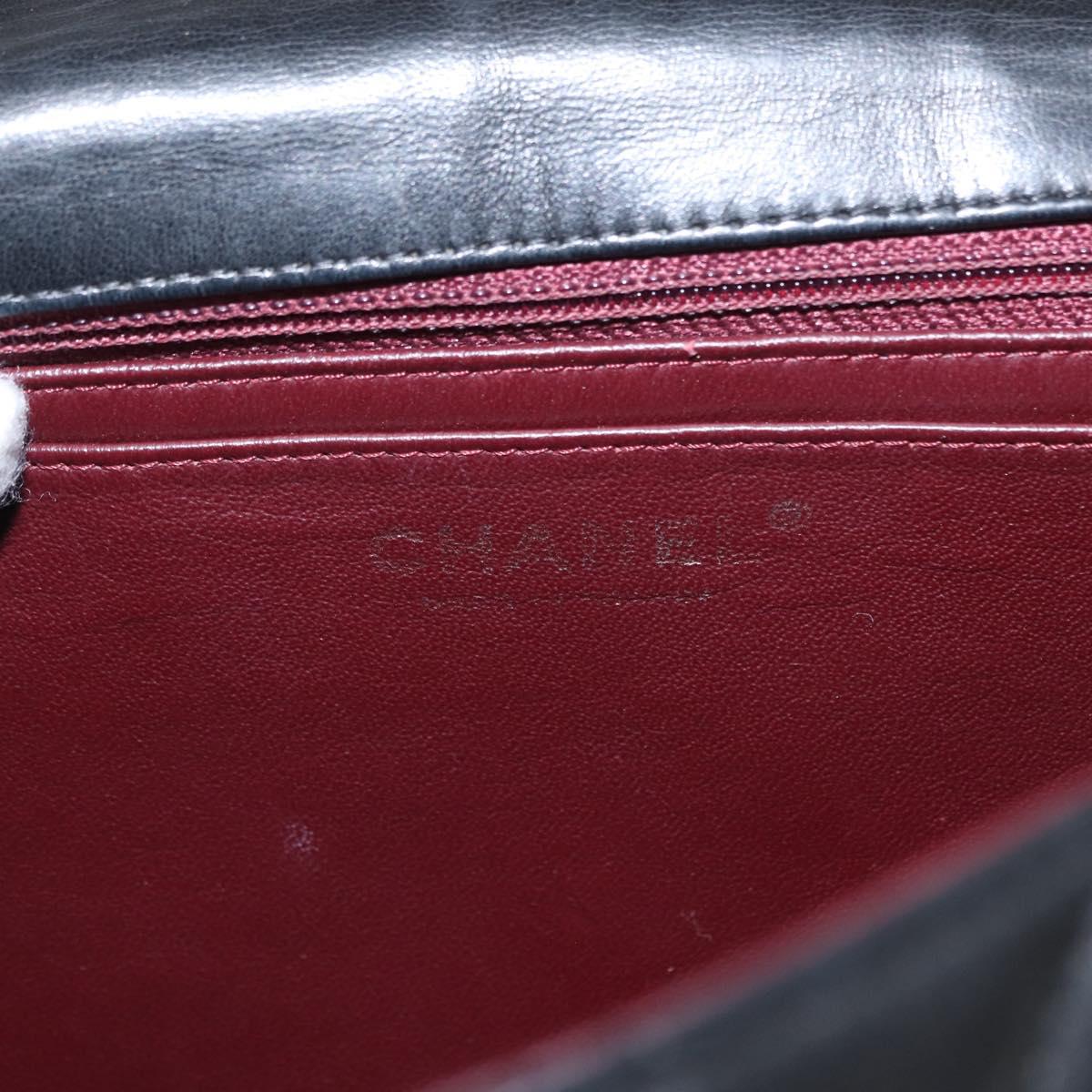 CHANEL Matelasse 30 Chain Shoulder Bag Lamb Skin Black Gold CC Auth 156627SAV