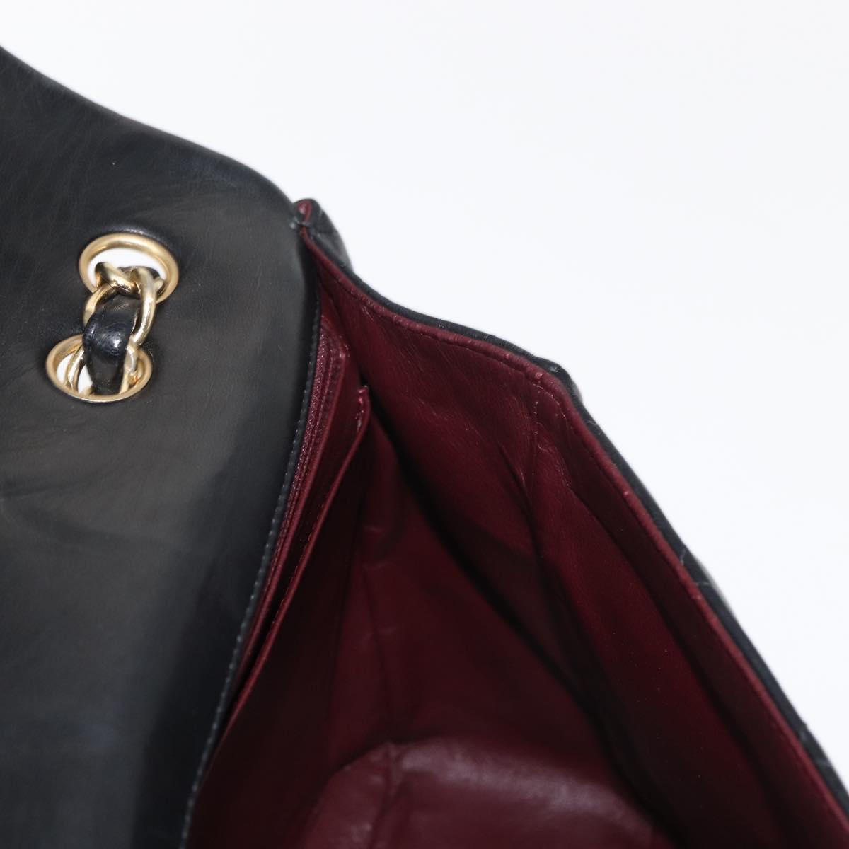 CHANEL Matelasse 30 Chain Shoulder Bag Lamb Skin Black Gold CC Auth 156627SAV