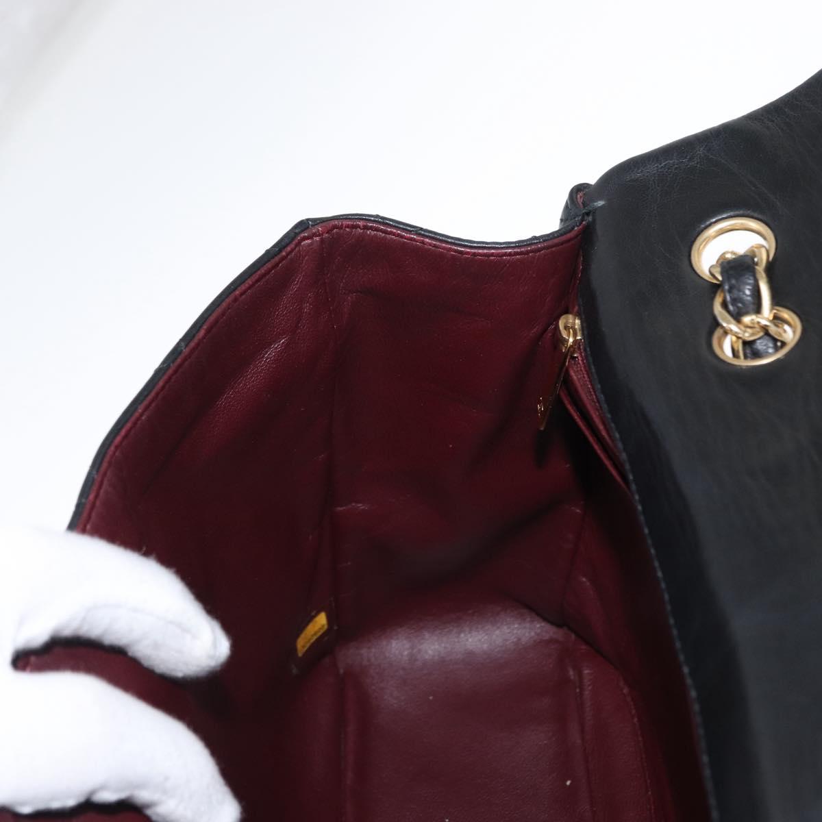 CHANEL Matelasse 30 Chain Shoulder Bag Lamb Skin Black Gold CC Auth 156627SAV