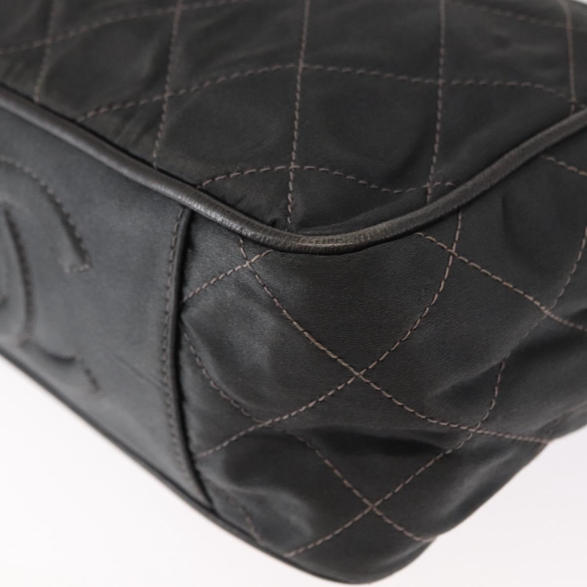 CHANEL Matelasse Chain Shoulder Bag Satin Gray Gold CC Auth 156631V