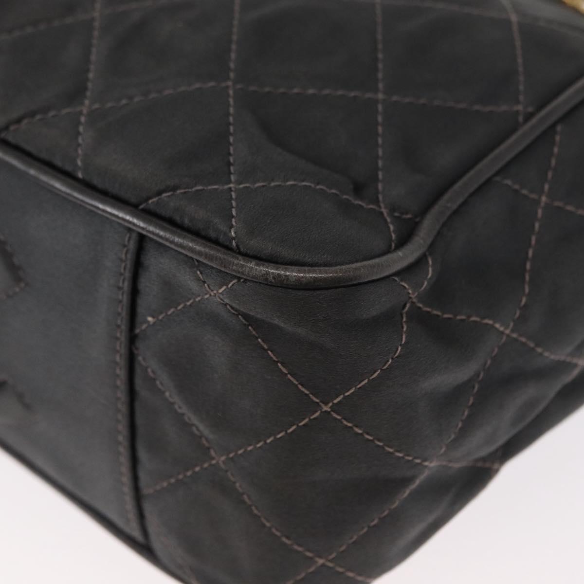 CHANEL Matelasse Chain Shoulder Bag Satin Gray Gold CC Auth 156631V