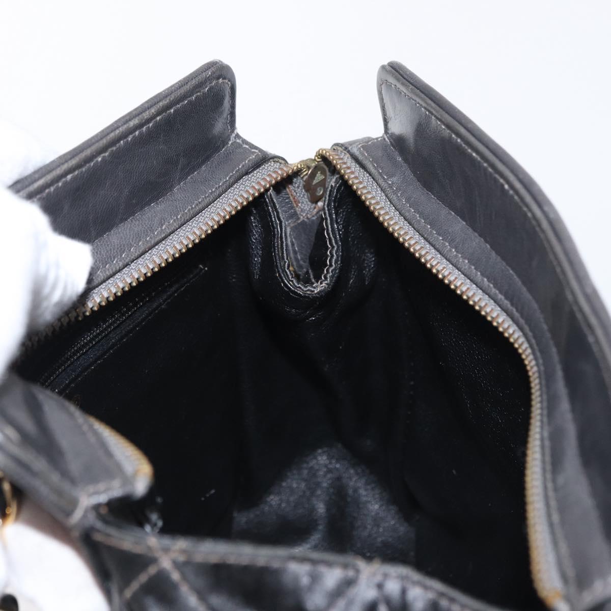 CHANEL Matelasse Chain Shoulder Bag Satin Gray Gold CC Auth 156631V