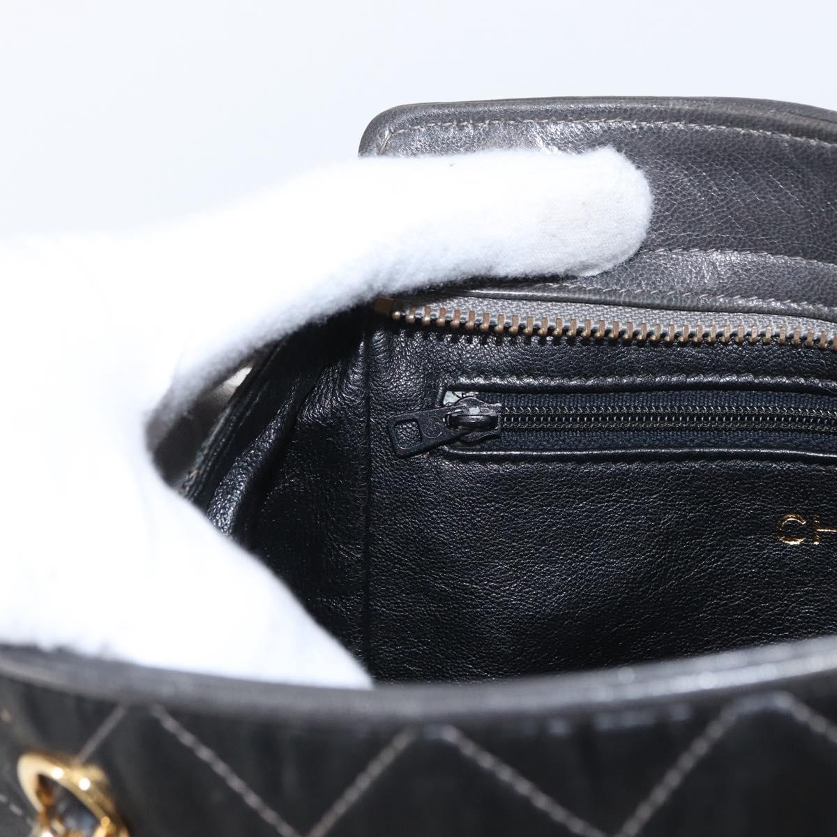 CHANEL Matelasse Chain Shoulder Bag Satin Gray Gold CC Auth 156631V