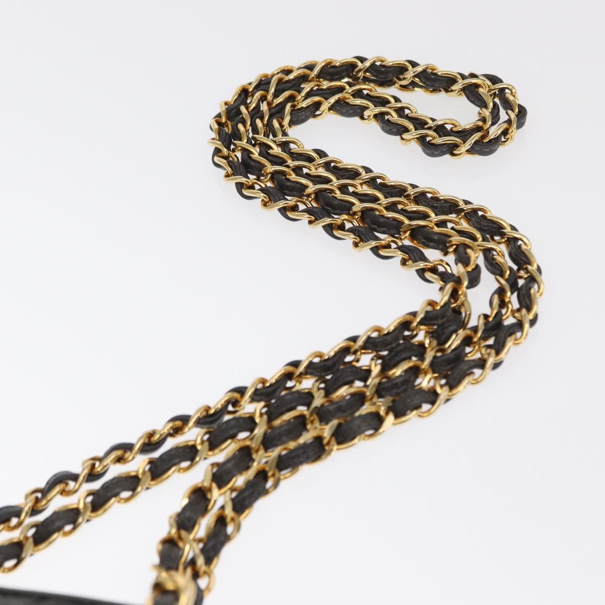 CHANEL Matelasse Chain Shoulder Bag Satin Gray Gold CC Auth 156631V