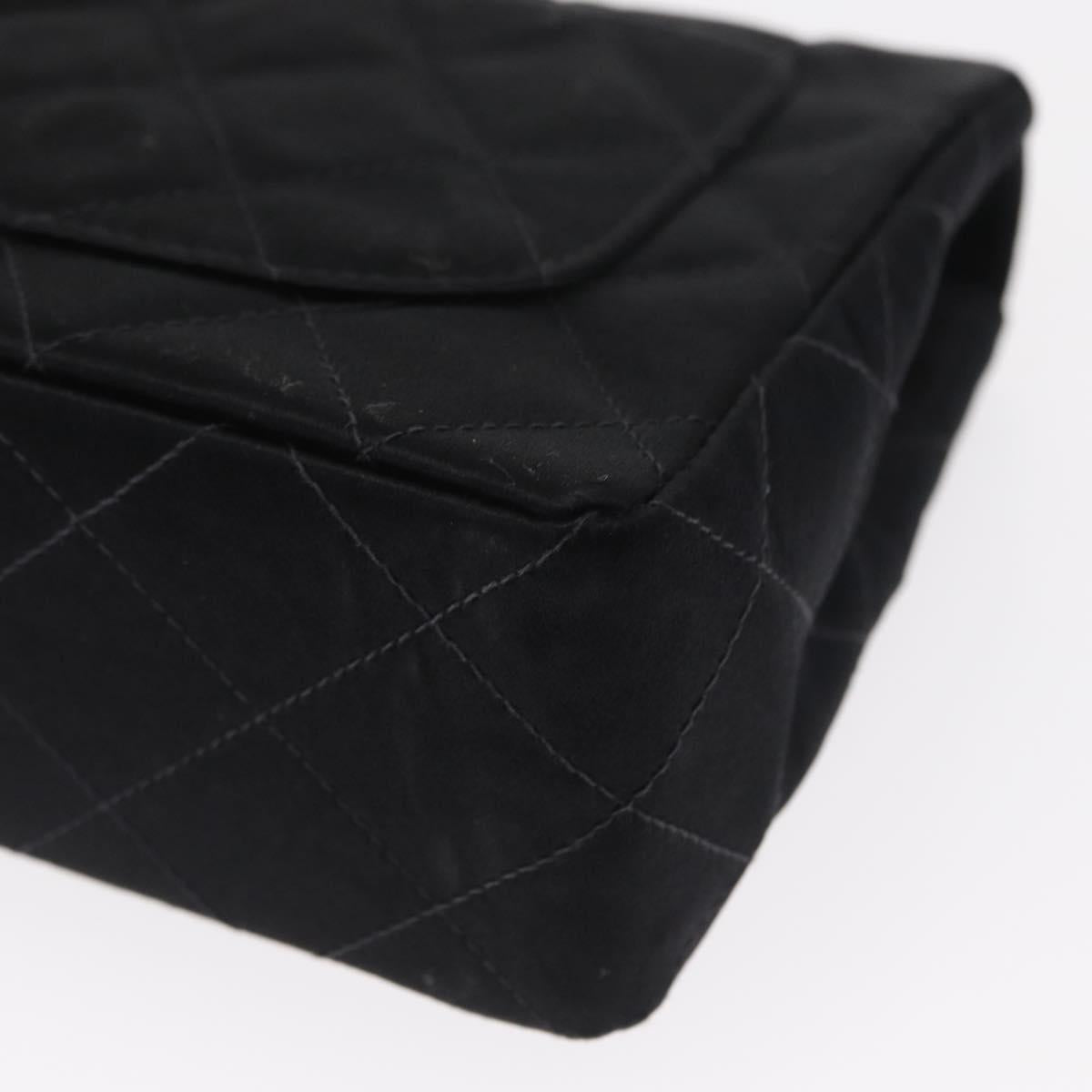 CHANEL Mini Matelasse 17 Chain Shoulder Bag Satin Black Gold CC Auth 156632SAM