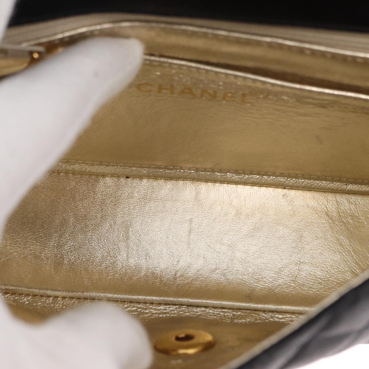 CHANEL Mini Matelasse 17 Chain Shoulder Bag Satin Black Gold CC Auth 156632SAM