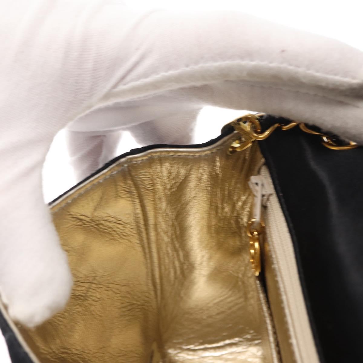 CHANEL Mini Matelasse 17 Chain Shoulder Bag Satin Black Gold CC Auth 156632SAM