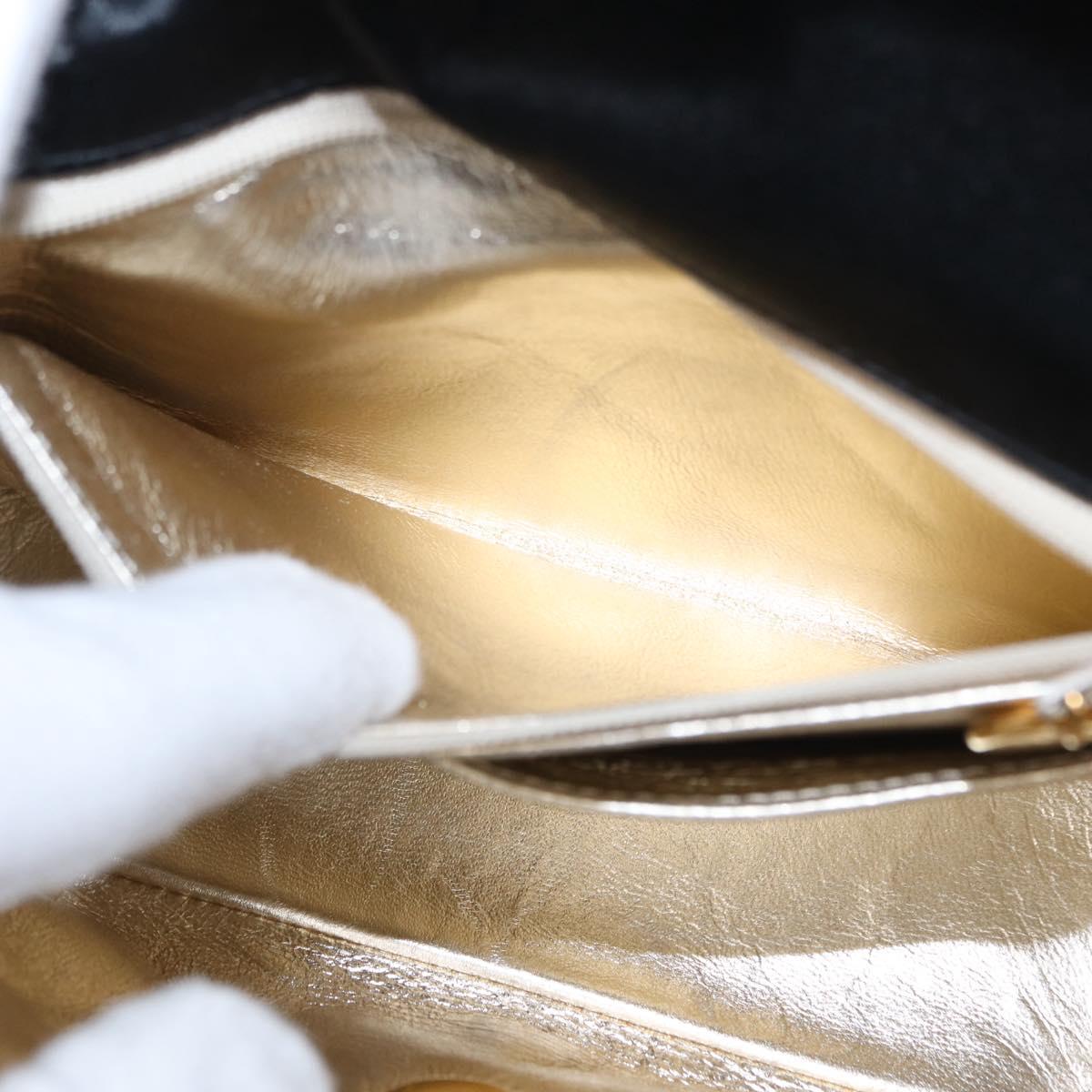 CHANEL Mini Matelasse 17 Chain Shoulder Bag Satin Black Gold CC Auth 156632SAM