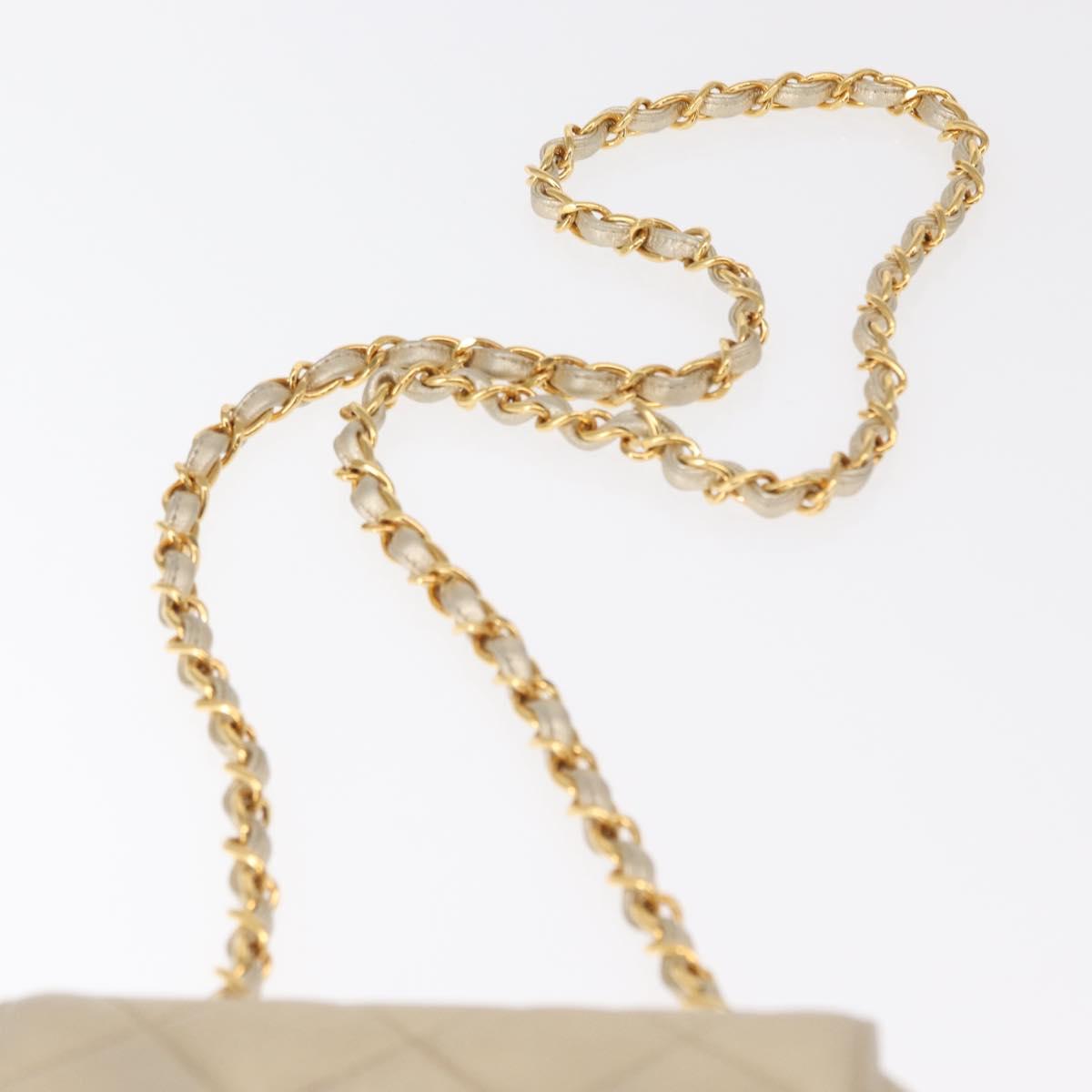 CHANEL Mini Matelasse 13 Chain Shoulder Bag Leather Gold CC Auth 156634SAM