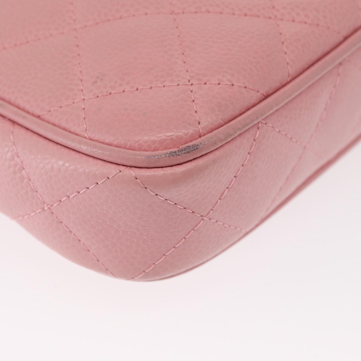 CHANEL Matelasse COCO Mark Chain Bag Caviar Skin Pink Gold CC Auth 156635SAM