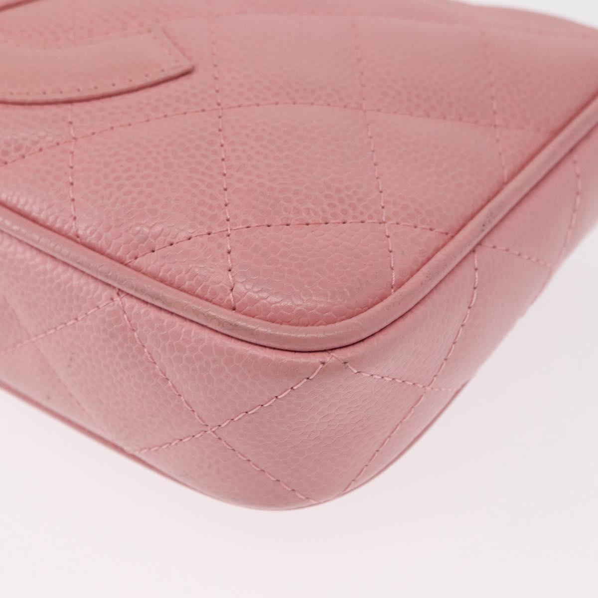 CHANEL Matelasse COCO Mark Chain Bag Caviar Skin Pink Gold CC Auth 156635SAM