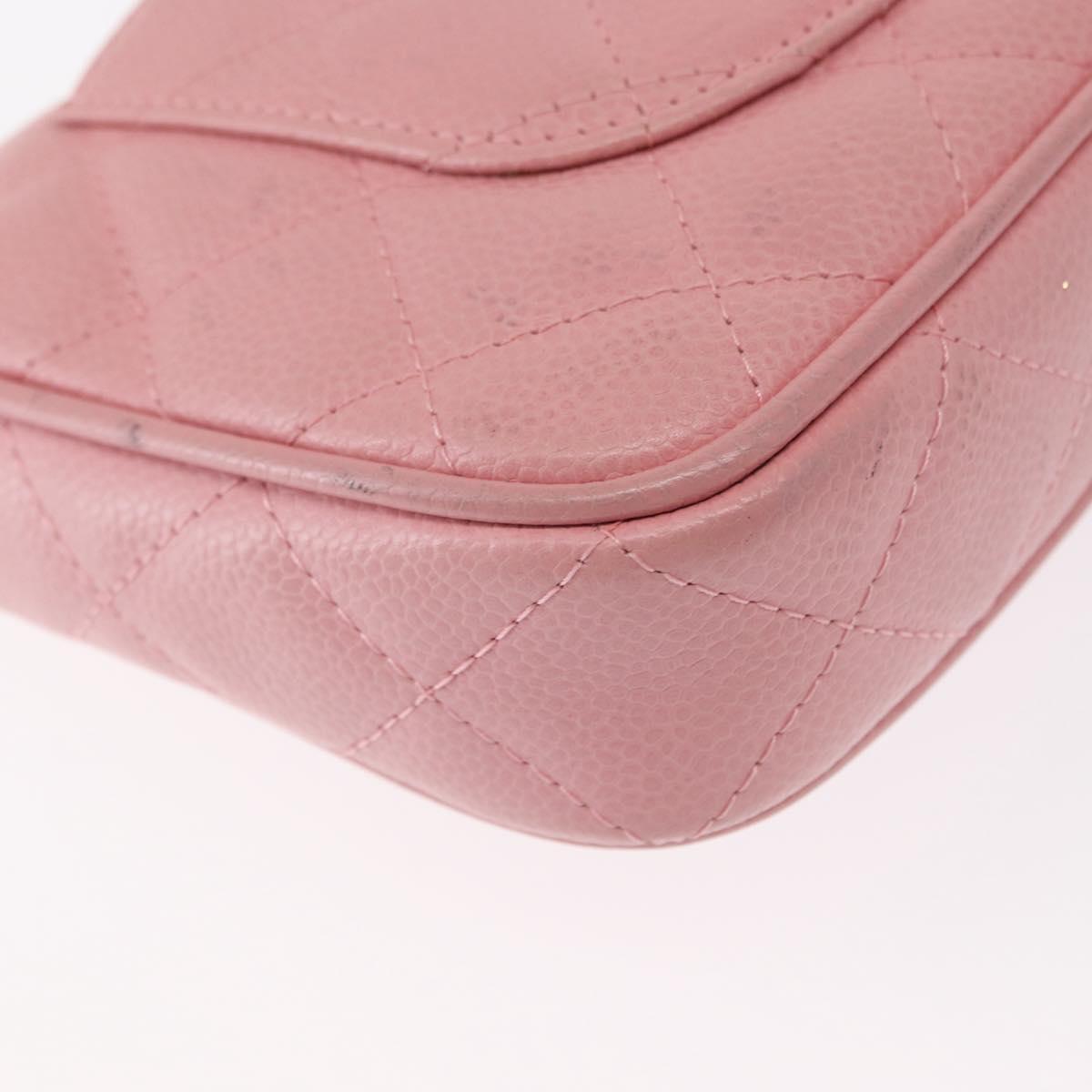 CHANEL Matelasse COCO Mark Chain Bag Caviar Skin Pink Gold CC Auth 156635SAM