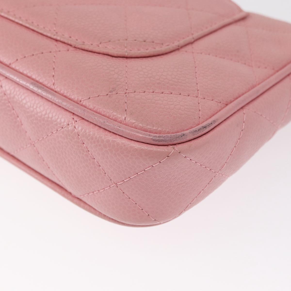 CHANEL Matelasse COCO Mark Chain Bag Caviar Skin Pink Gold CC Auth 156635SAM