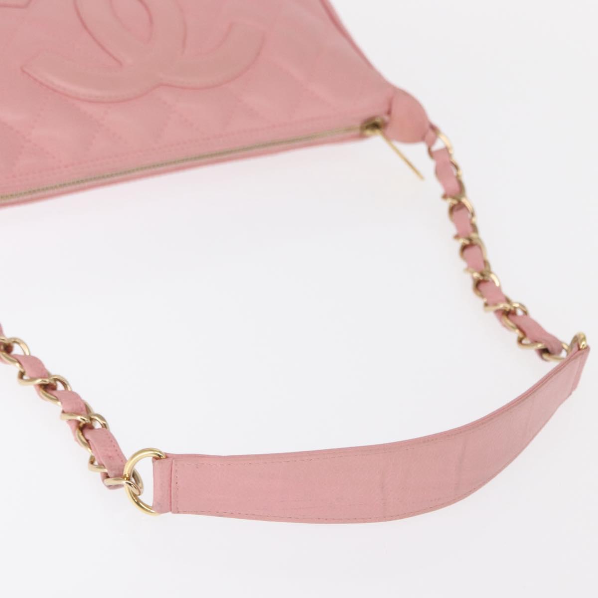 CHANEL Matelasse COCO Mark Chain Bag Caviar Skin Pink Gold CC Auth 156635SAM