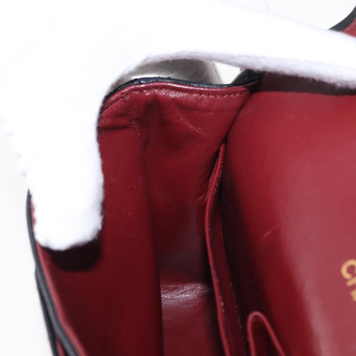 CHANEL Matelasse 25 Double Flap Chain Bag Lamb Skin Black Gold CC Auth 156636SAV