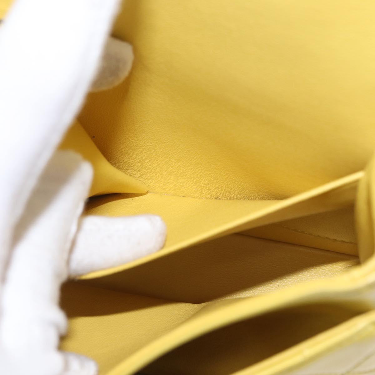 CHANEL Matelasse 25 Double Flap Chain Bag Lamb Skin Yellow CC Auth 156637SM