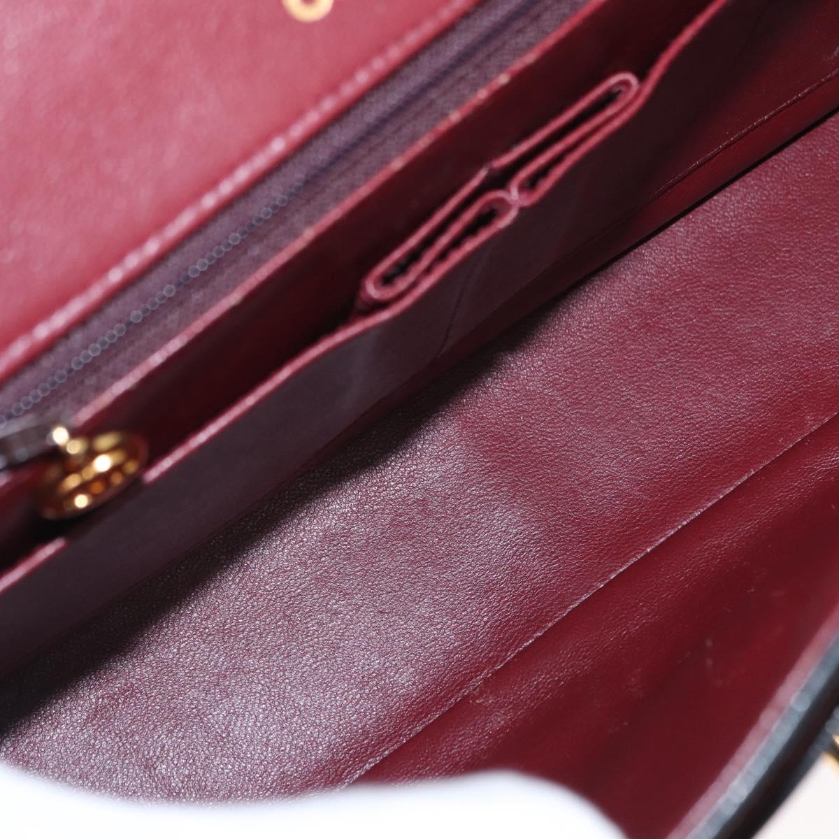 CHANEL Matelasse 25 Double Flap Chain Bag Lamb Skin Black Gold CC Auth 156638SAV