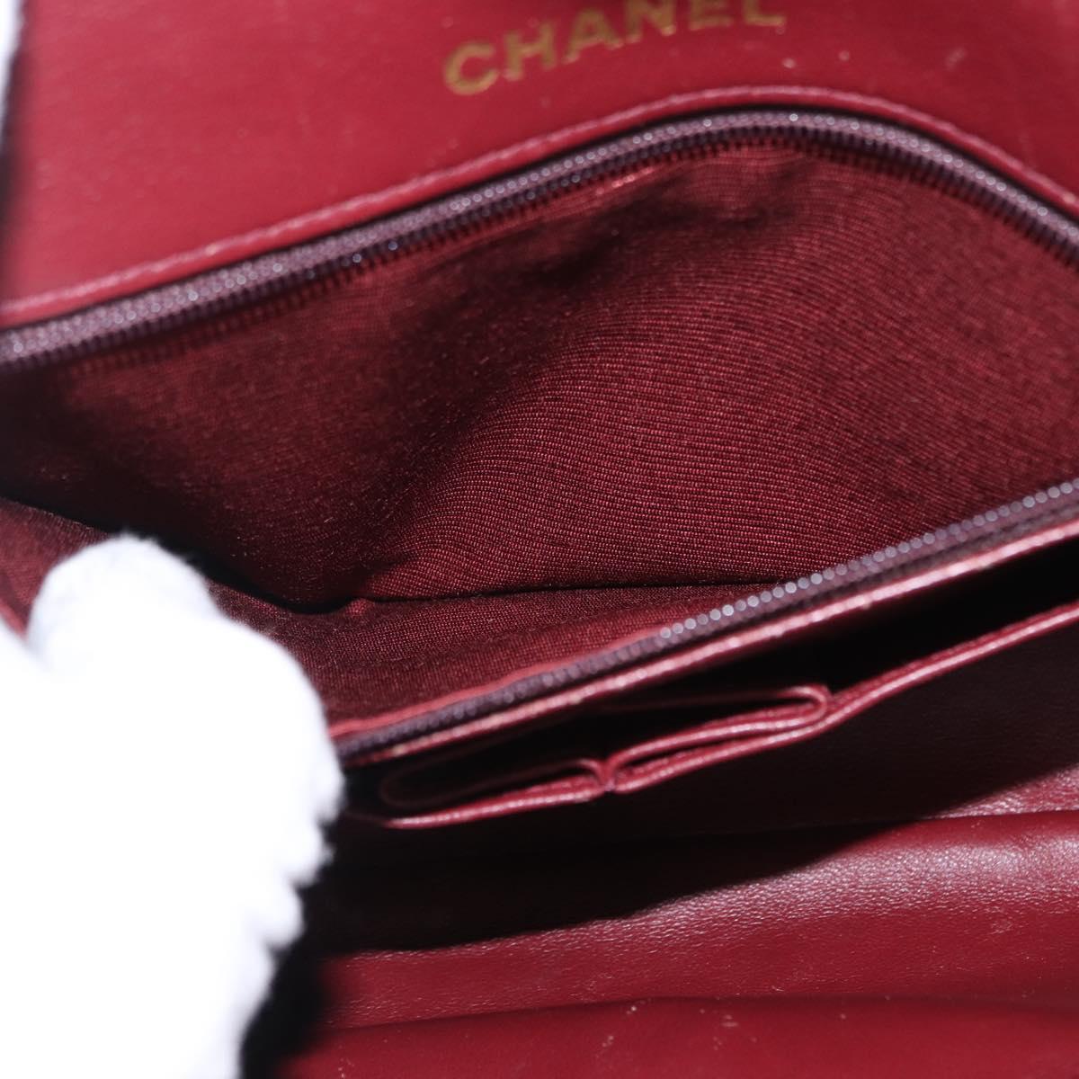 CHANEL Matelasse 25 Double Flap Chain Bag Lamb Skin Black Gold CC Auth 156638SAV