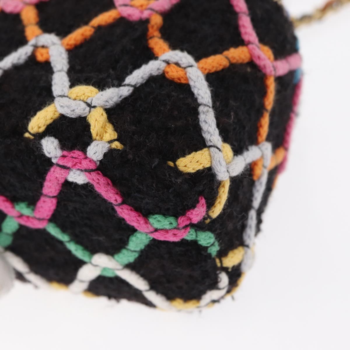 CHANEL Matelasse Chain Vanity Bag Tweed Multicolor Gold CC Auth 156640SM