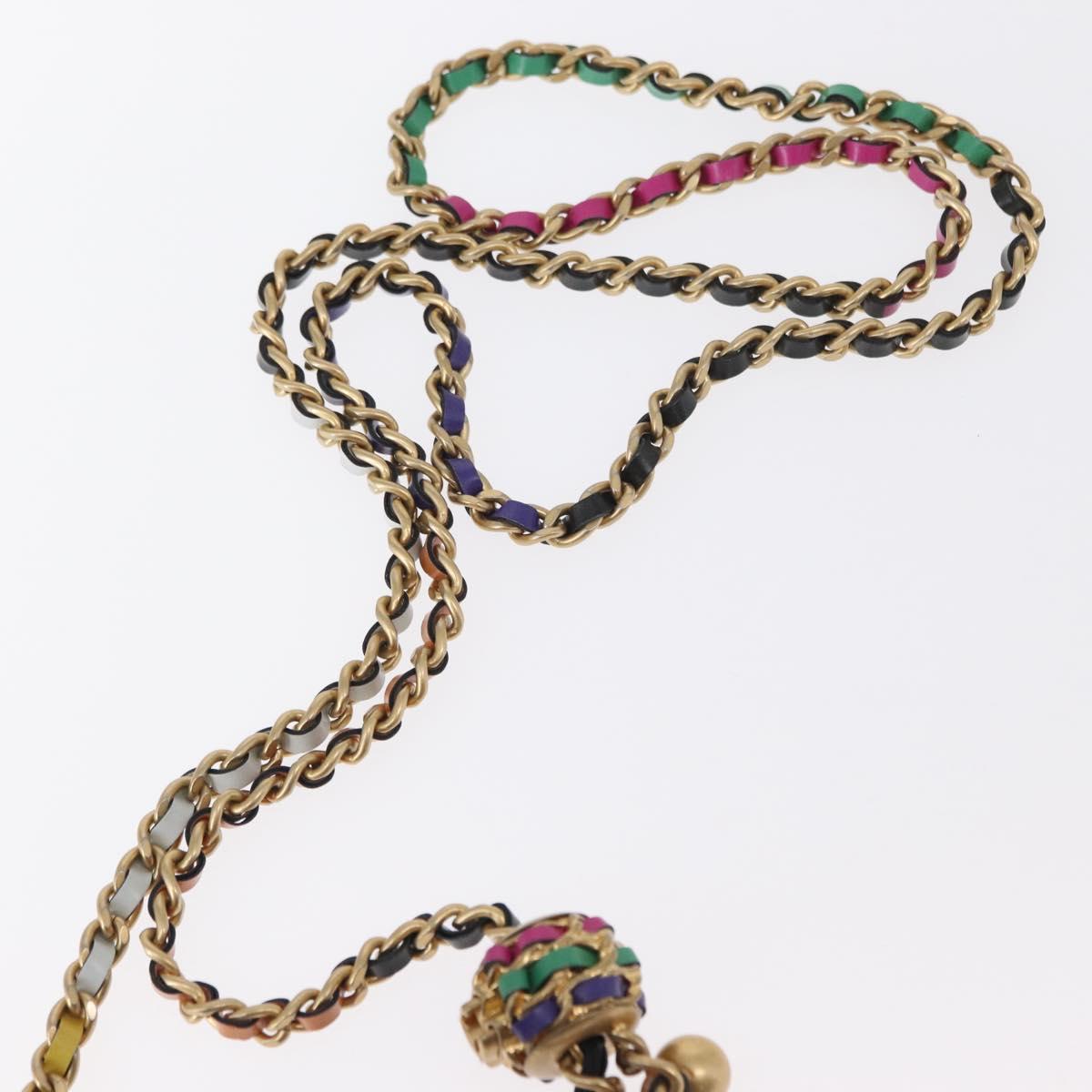 CHANEL Matelasse Chain Vanity Bag Tweed Multicolor Gold CC Auth 156640SM