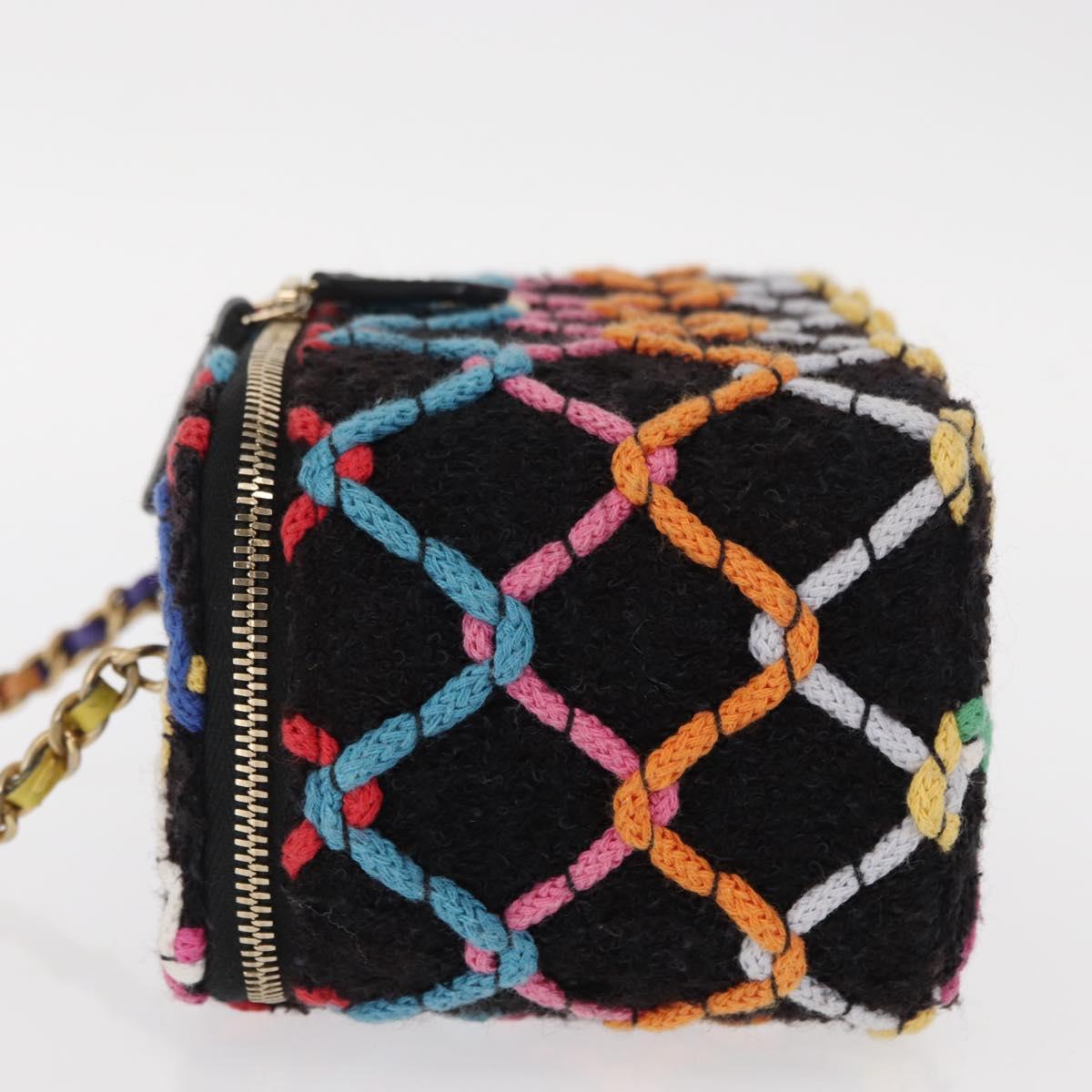 CHANEL Matelasse Chain Vanity Bag Tweed Multicolor Gold CC Auth 156641SM