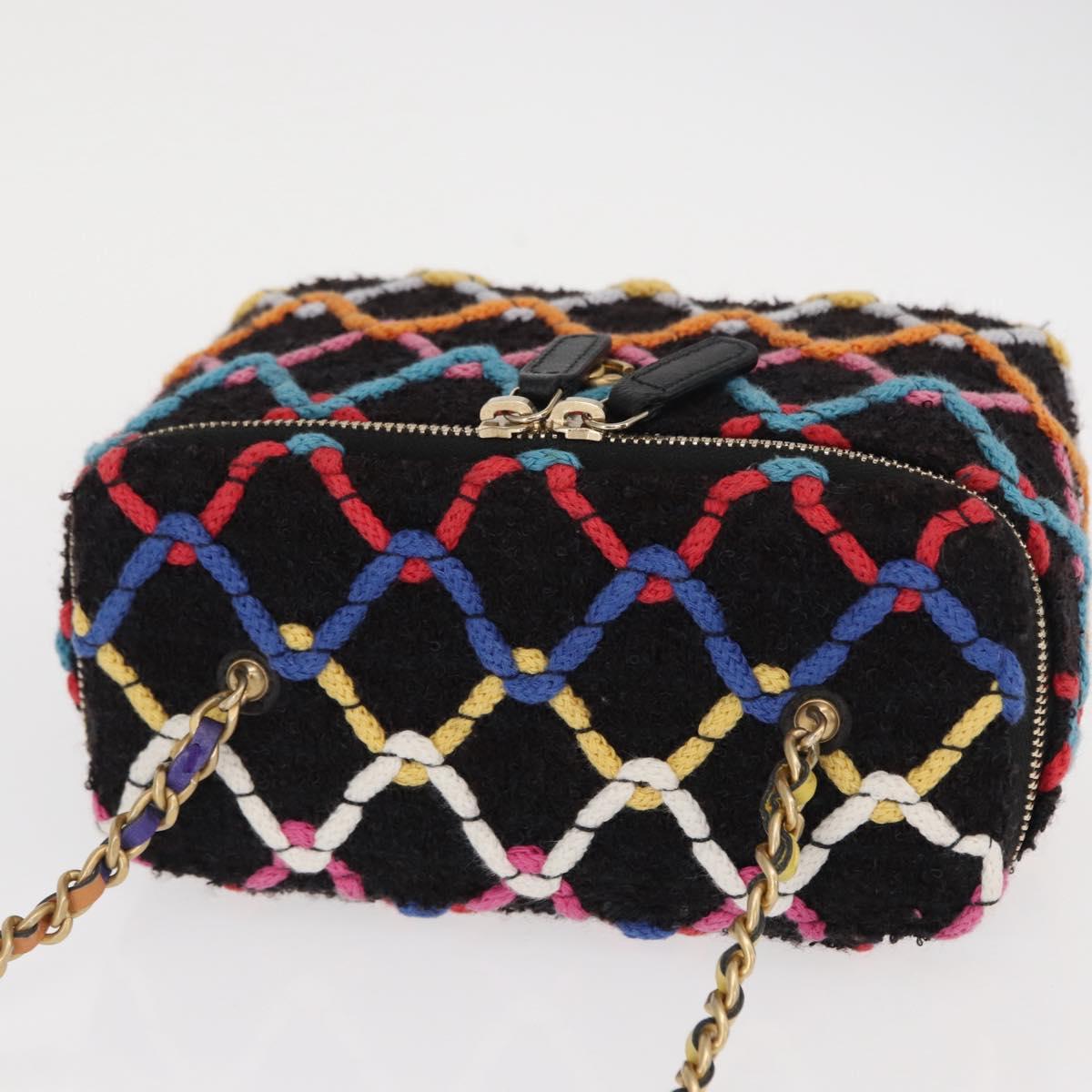 CHANEL Matelasse Chain Vanity Bag Tweed Multicolor Gold CC Auth 156641SM