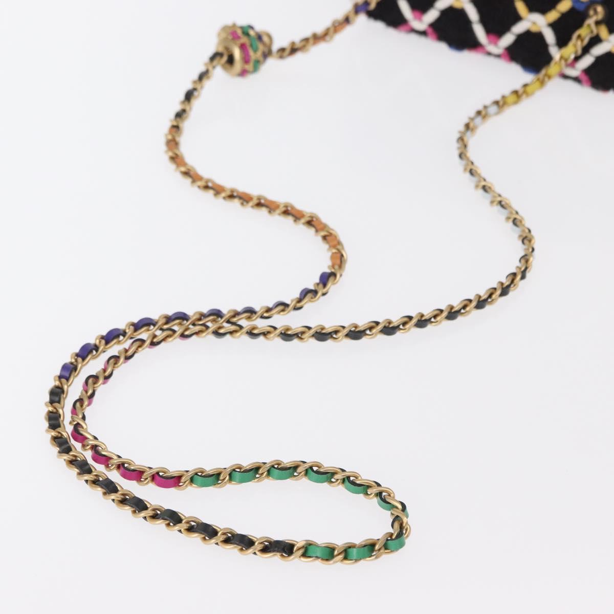 CHANEL Matelasse Chain Vanity Bag Tweed Multicolor Gold CC Auth 156641SM