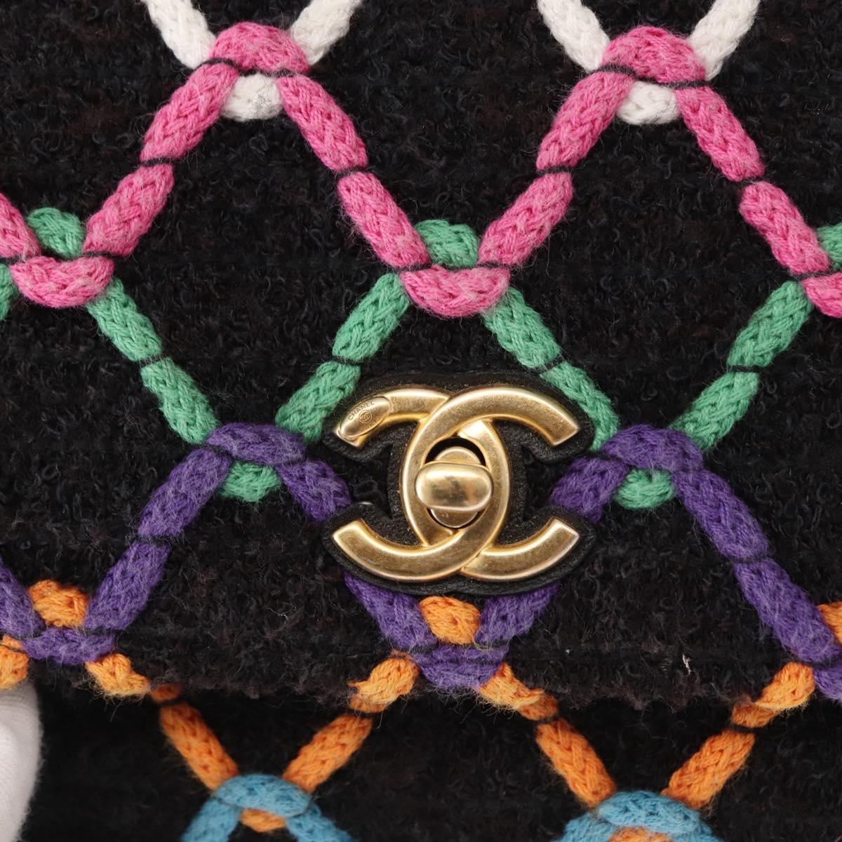 CHANEL Matelasse Chain Shoulder Bag Tweed Multicolor Gold CC Auth 156642SM