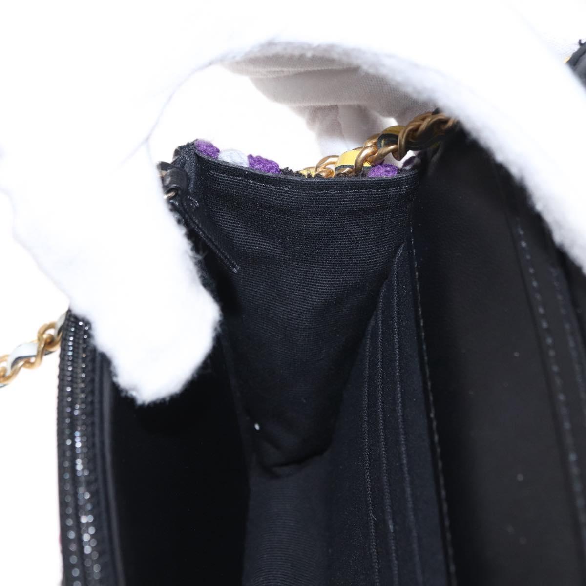 CHANEL Matelasse Chain Shoulder Bag Tweed Multicolor Gold CC Auth 156642SM