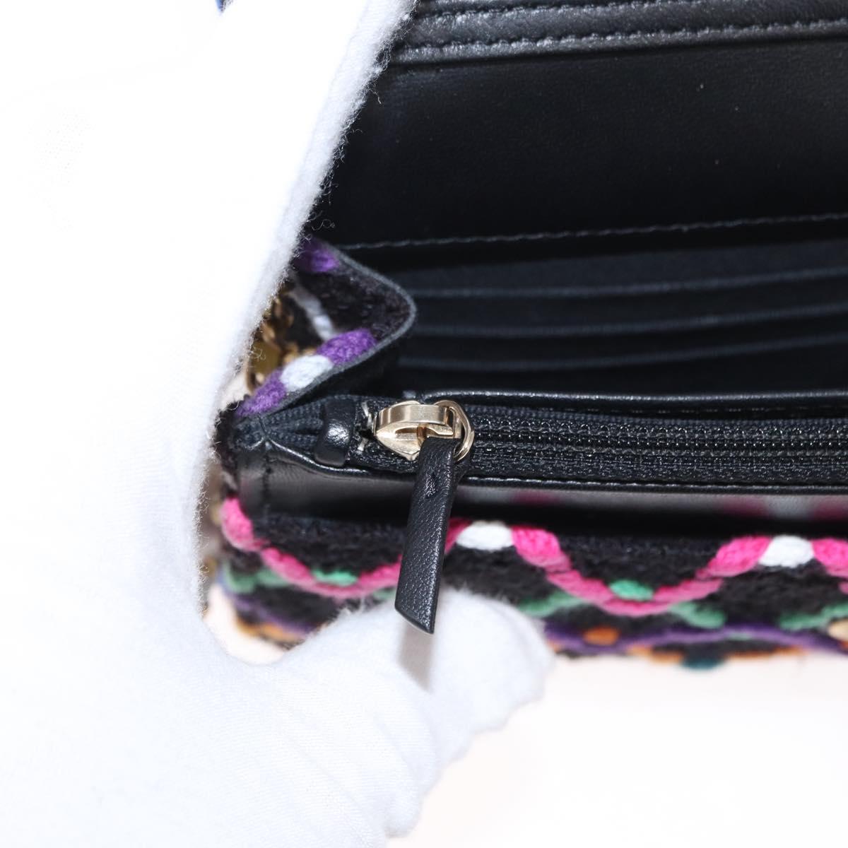 CHANEL Matelasse Chain Shoulder Bag Tweed Multicolor Gold CC Auth 156642SM