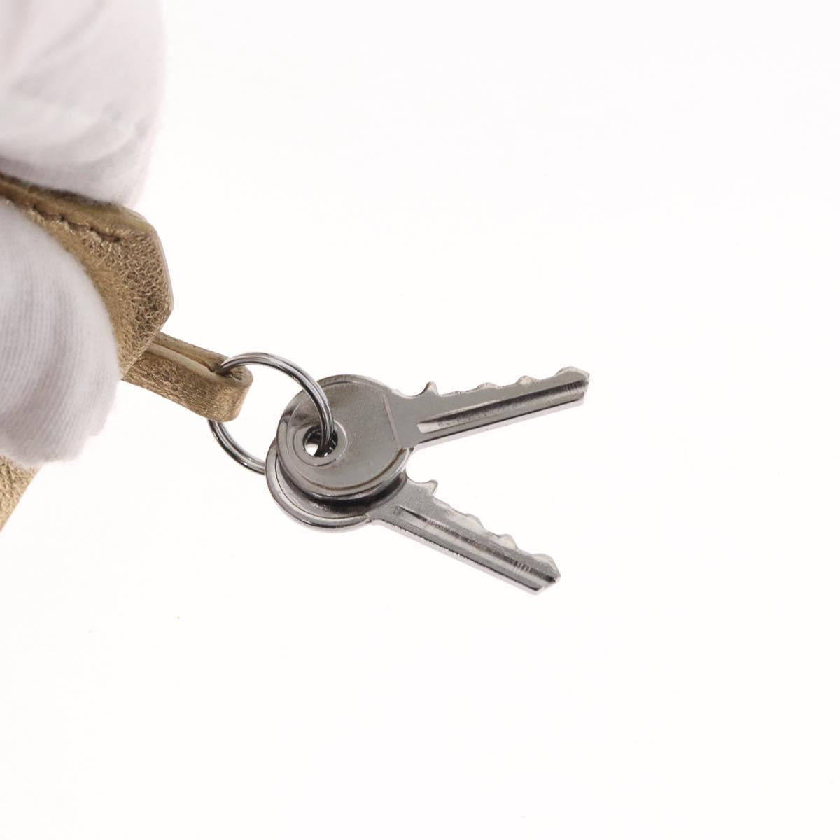 PRADA Race Hand Bag Leather Gold Auth 156645SAM