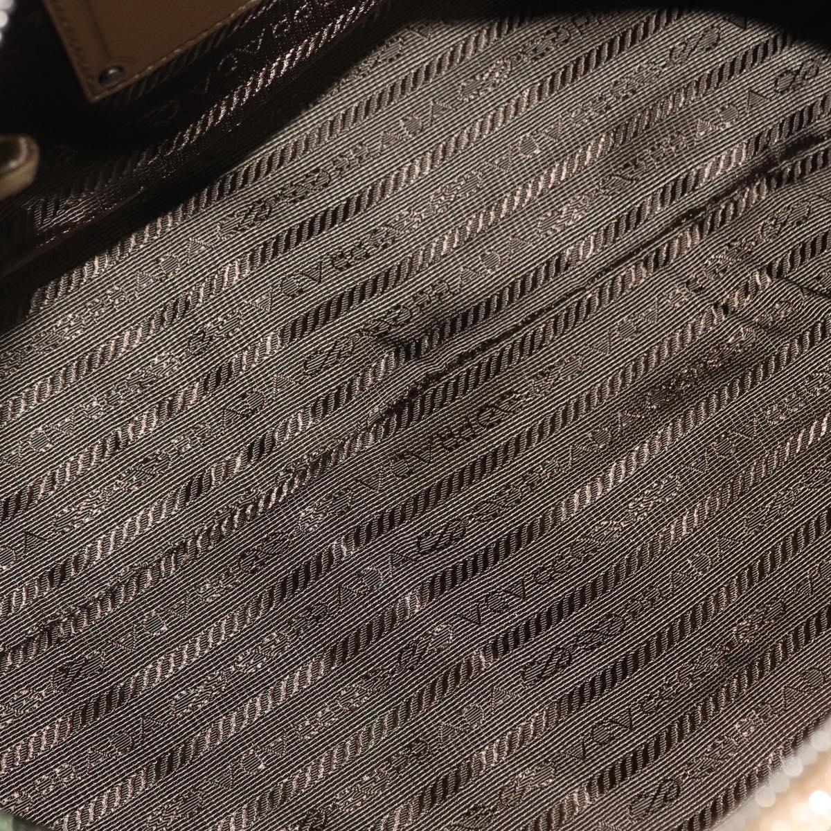 PRADA Race Hand Bag Leather Gold Auth 156645SAM