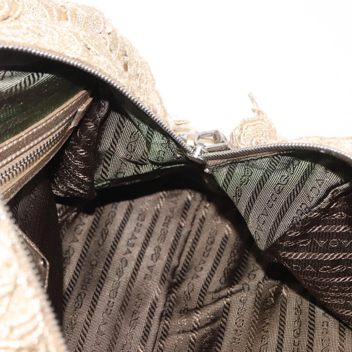 PRADA Race Hand Bag Leather Gold Auth 156645SAM