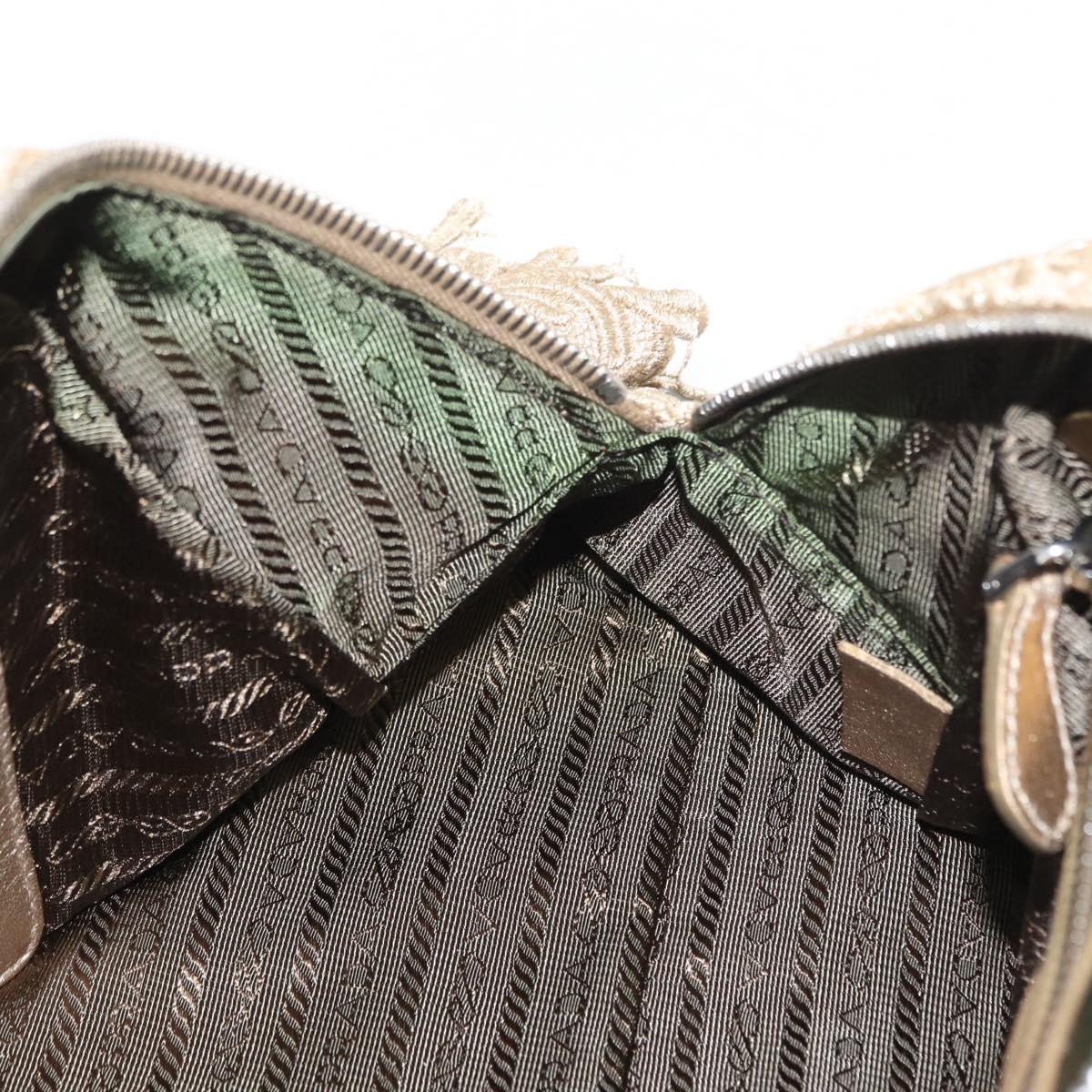 PRADA Race Hand Bag Leather Gold Auth 156645SAM