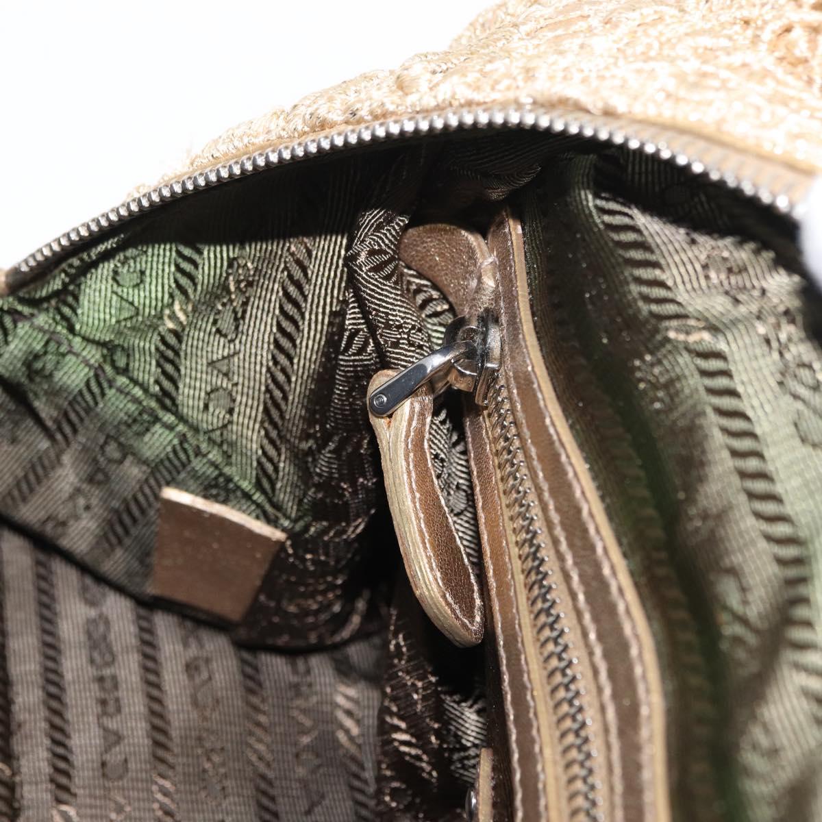PRADA Race Hand Bag Leather Gold Auth 156645SAM