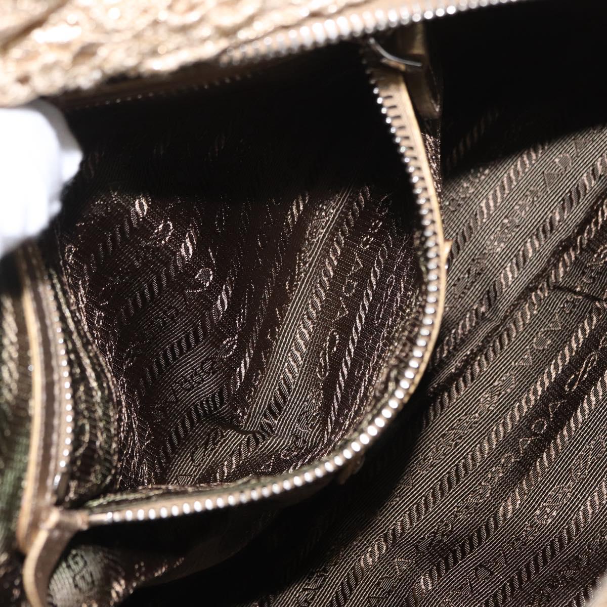 PRADA Race Hand Bag Leather Gold Auth 156645SAM