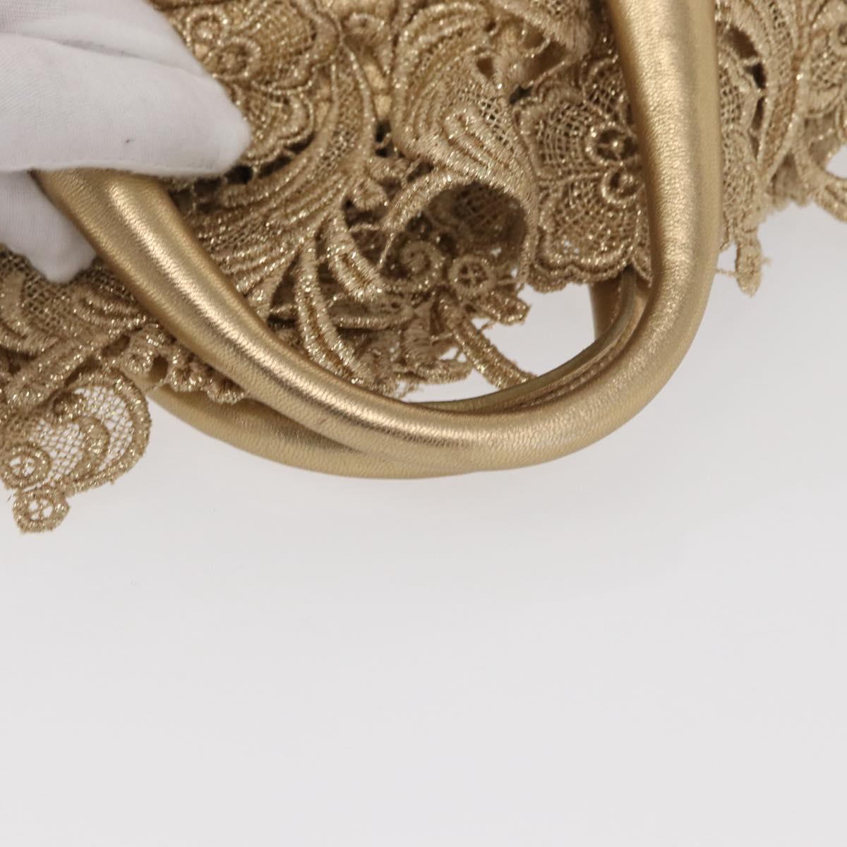 PRADA Race Hand Bag Leather Gold Auth 156645SAM