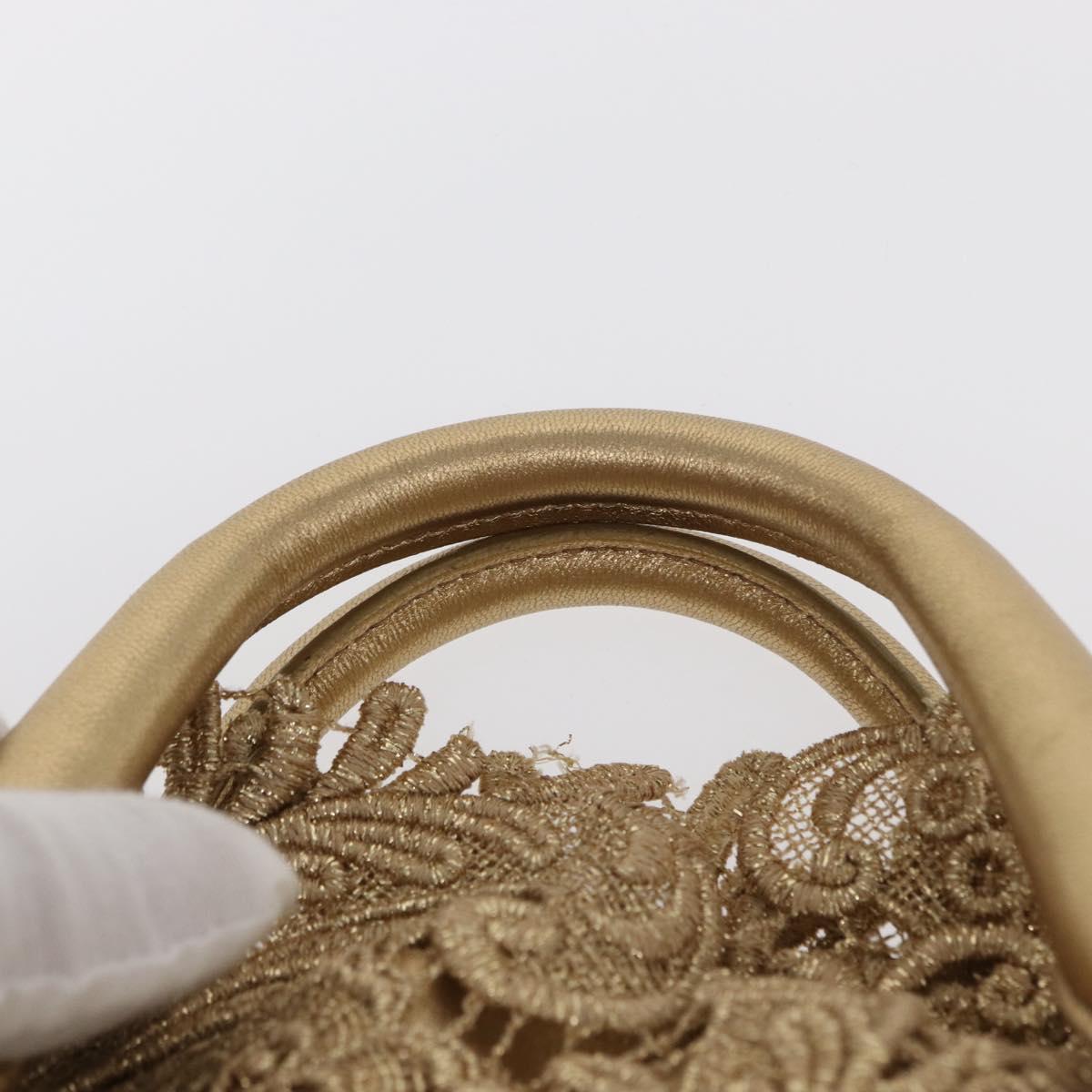 PRADA Race Hand Bag Leather Gold Auth 156645SAM