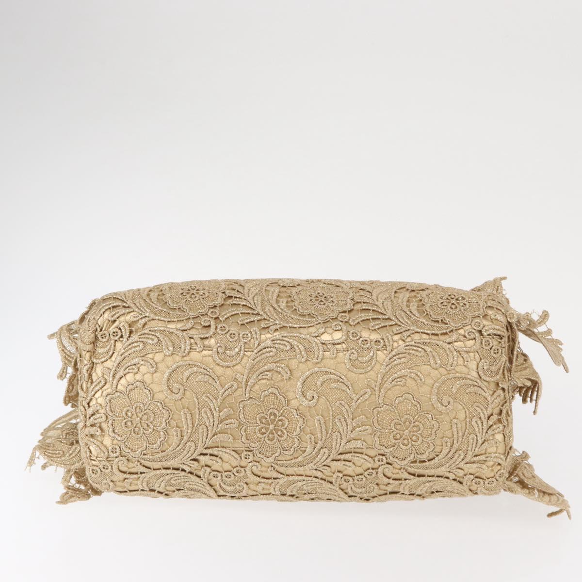 PRADA Race Hand Bag Leather Gold Auth 156645SAM