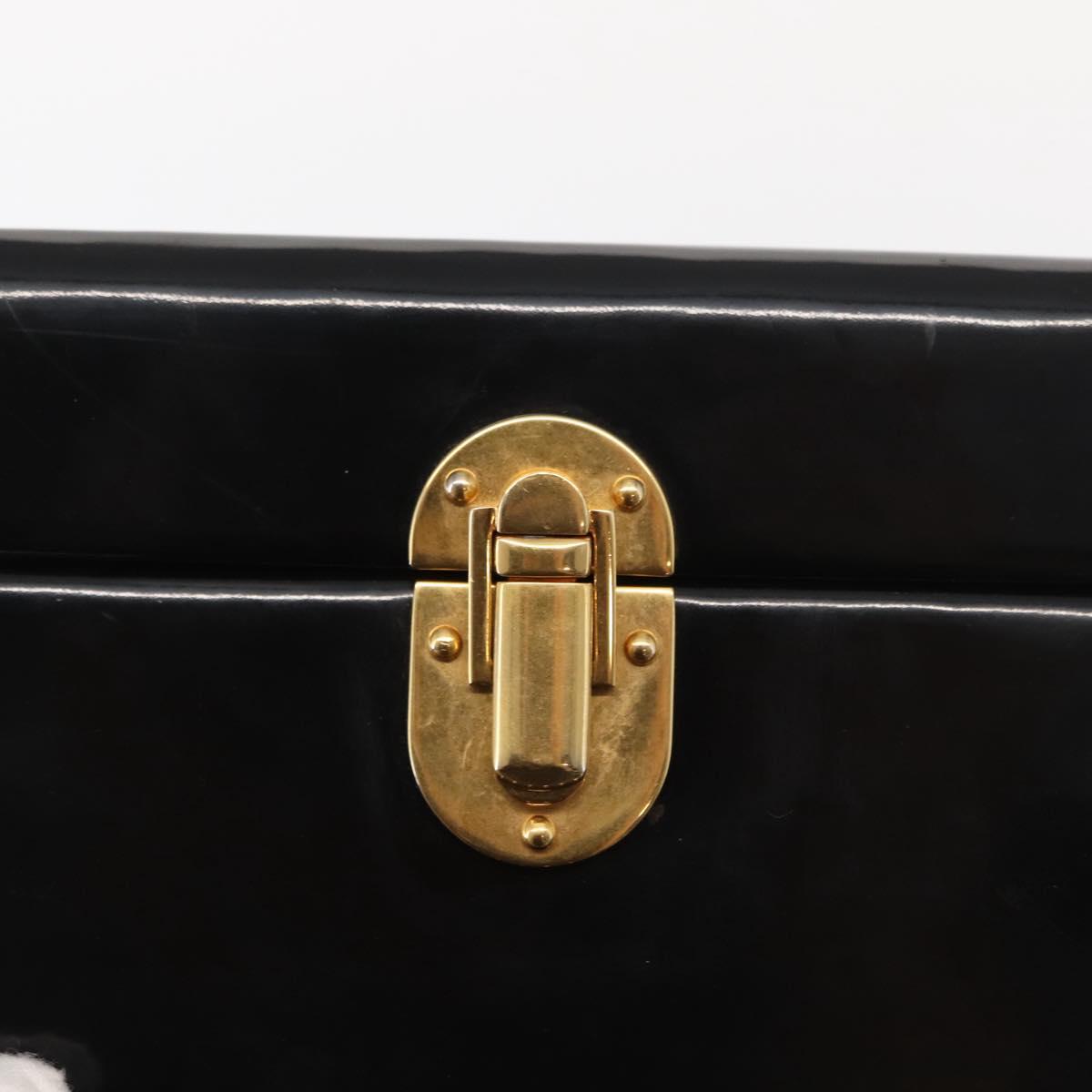 PRADA Chain Mini Trunk Shoulder Bag Enamel Black Gold Auth 156646V