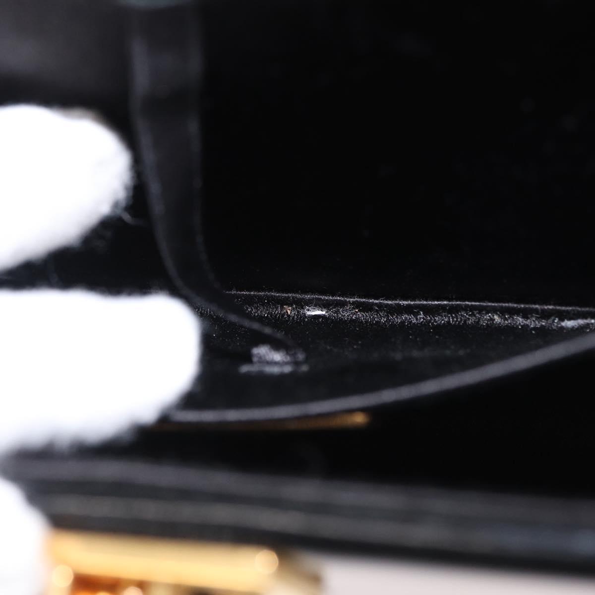 PRADA Chain Mini Trunk Shoulder Bag Enamel Black Gold Auth 156646V