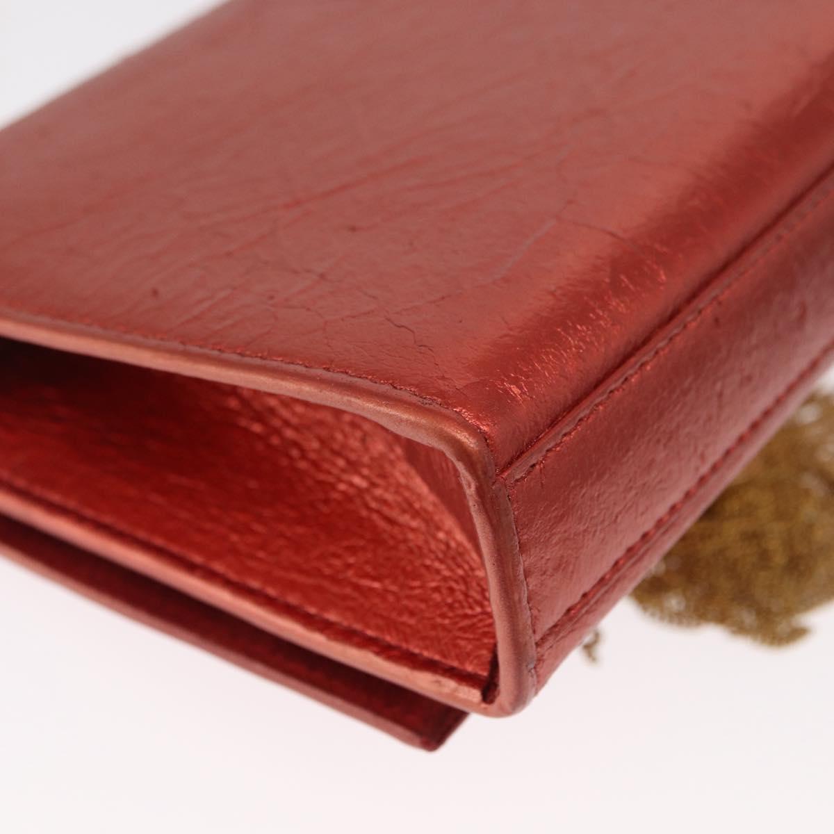 SAINT LAURENT Chain Kate Shoulder Bag Leather Red Gold Auth 156647M