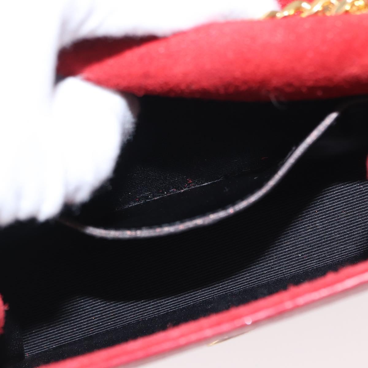 SAINT LAURENT Chain Kate Shoulder Bag Leather Red Gold Auth 156647M