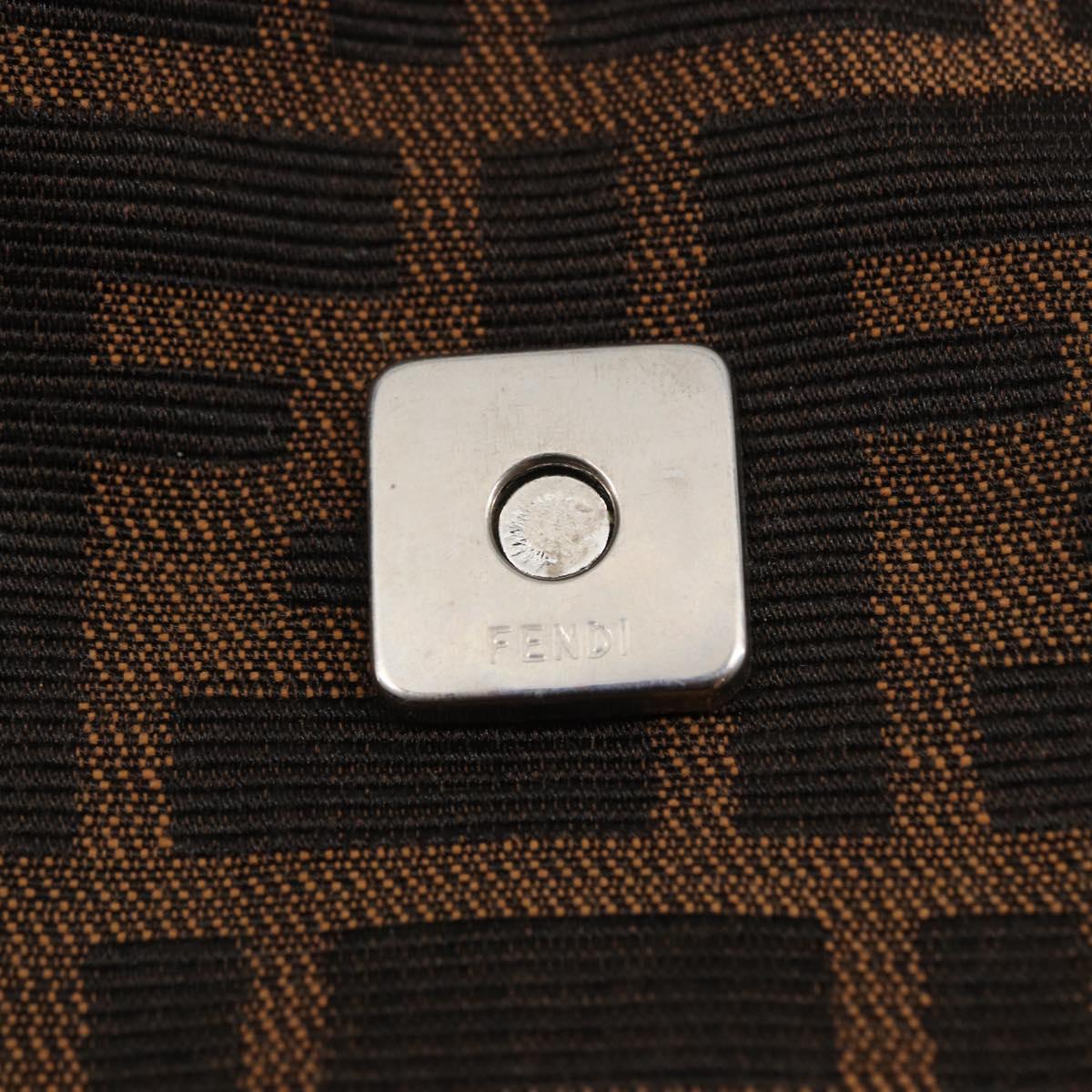 FENDI Zucca Canvas Mamma Baguette Shoulder Bag Black Brown Auth 156651SAM