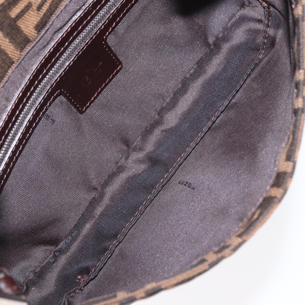 FENDI Zucca Canvas Mamma Baguette Shoulder Bag Black Brown Auth 156651SAM