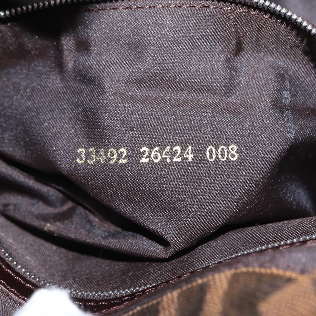 FENDI Zucca Canvas Mamma Baguette Shoulder Bag Black Brown Auth 156651SAM