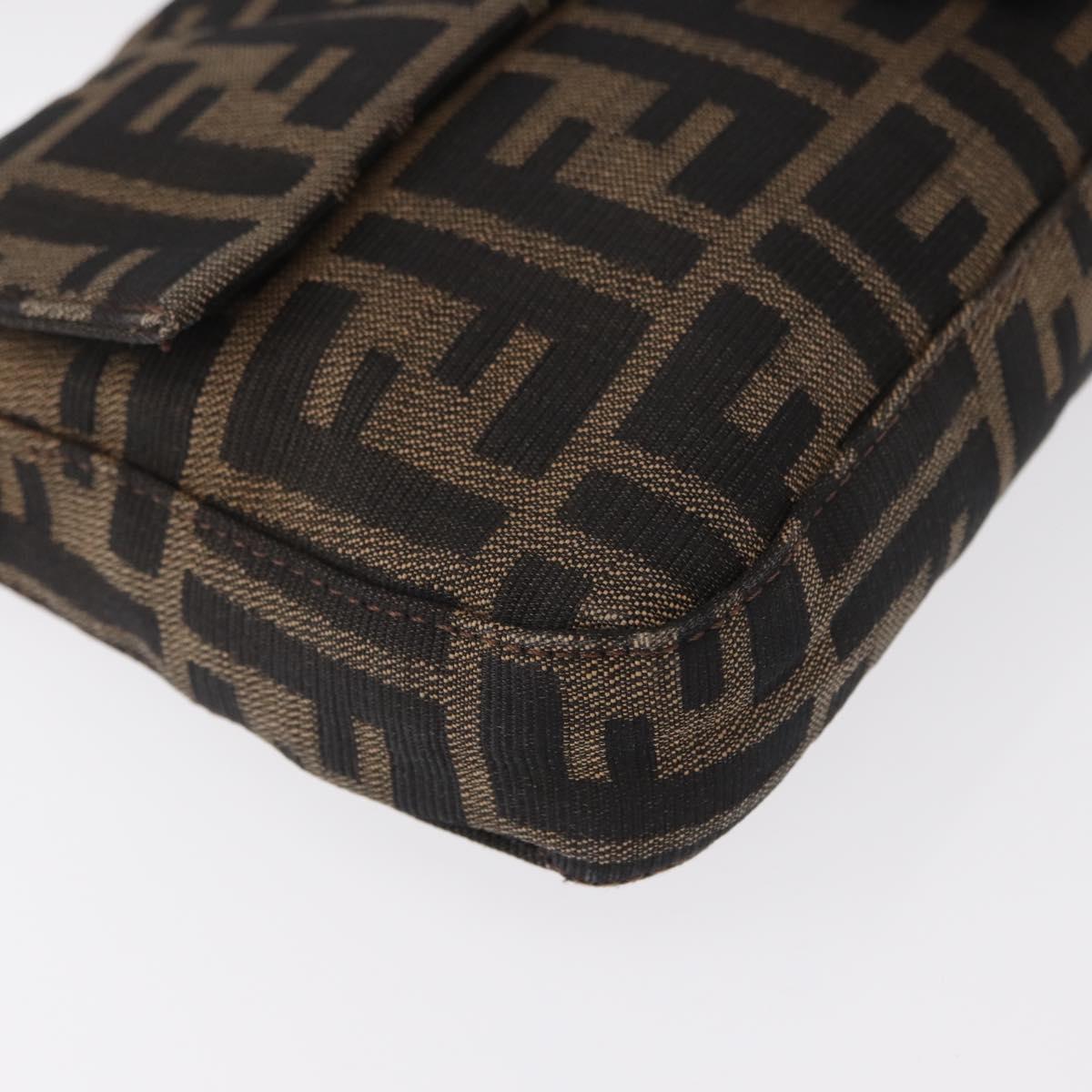 FENDI Zucca Canvas Mamma Baguette Shoulder Bag Black Brown Auth 156652M