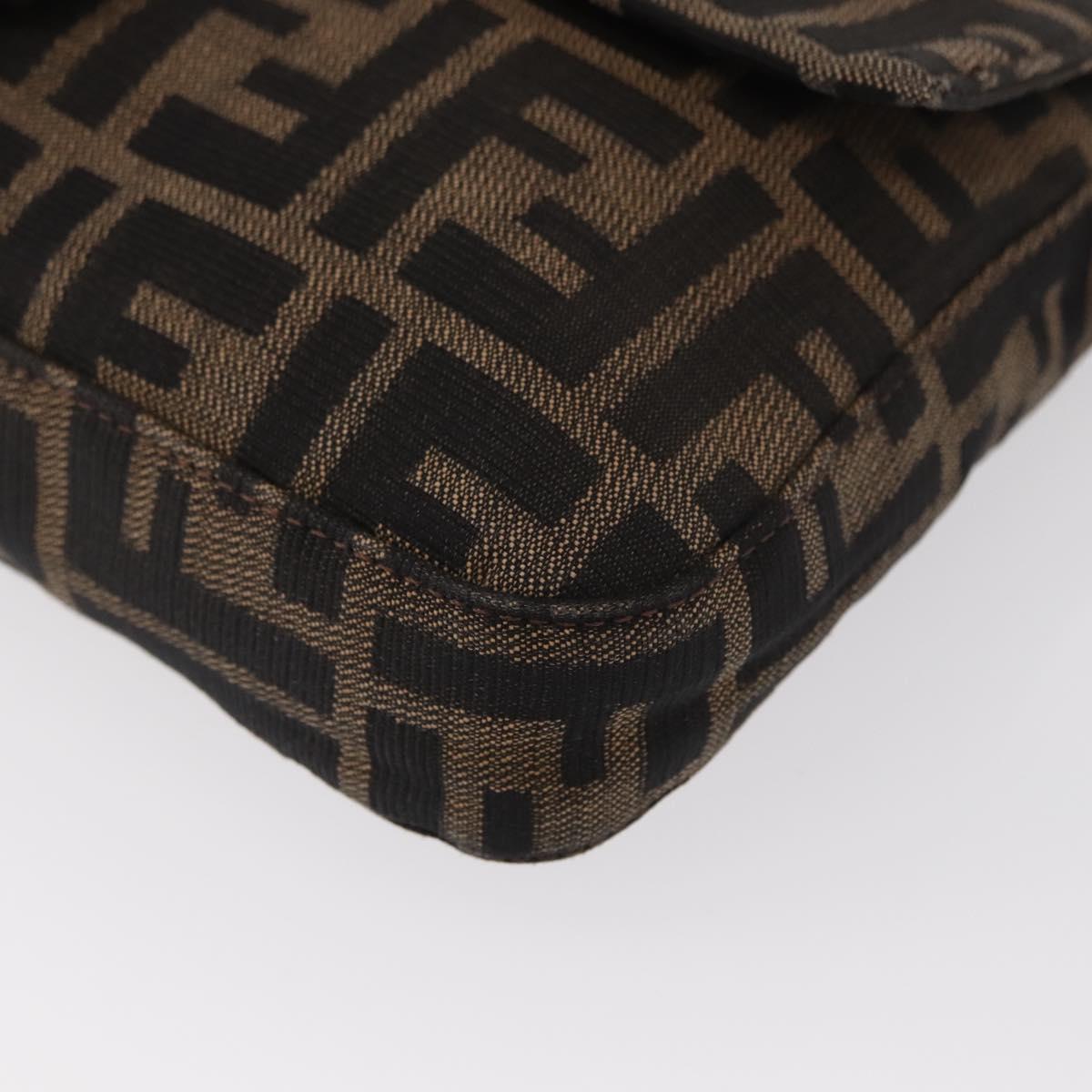 FENDI Zucca Canvas Mamma Baguette Shoulder Bag Black Brown Auth 156652M